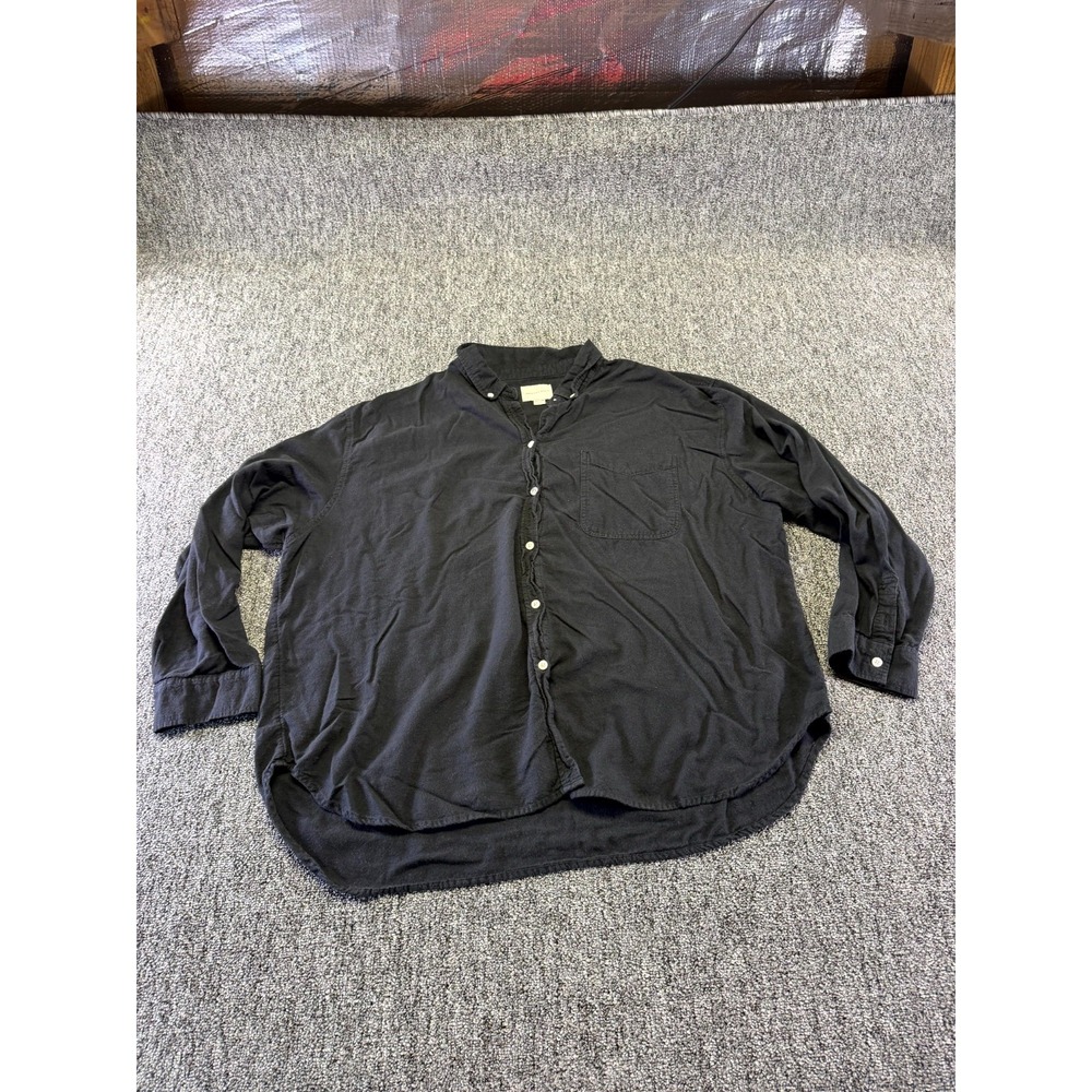 American Eagle Outfitters Go Big Beach Shirt Women 2XL Black Cotton Button Down
